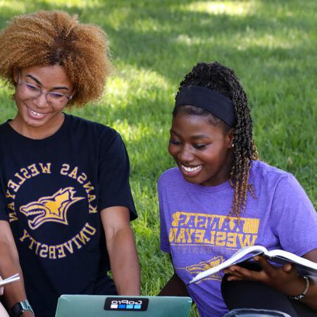 Students studying on campus